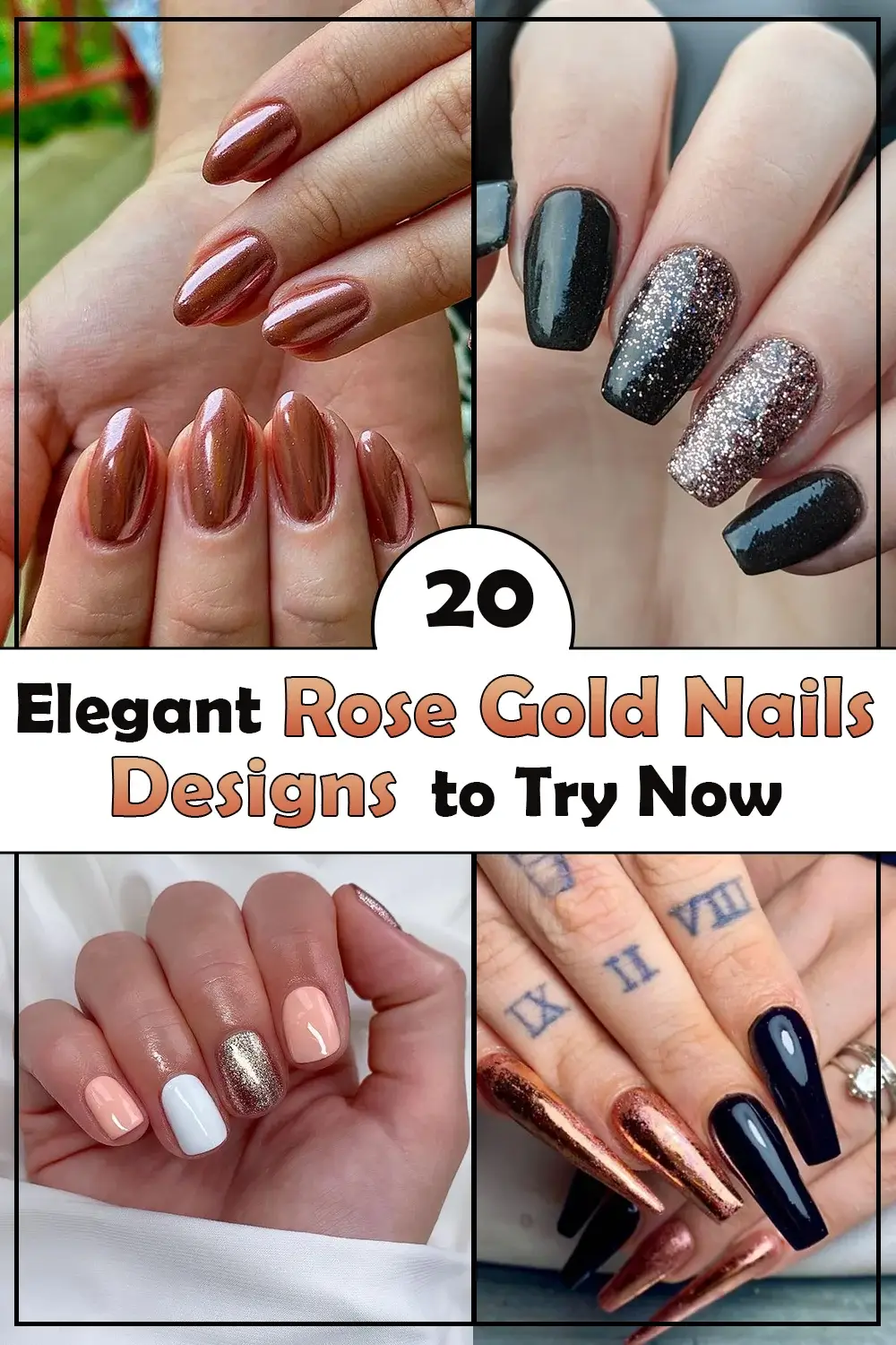 collection of 20 Rose Gold Nail Designs