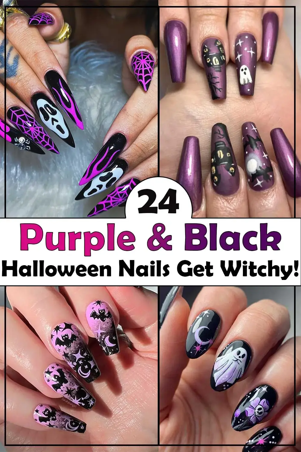 24 Purple and Black Halloween Nails Design