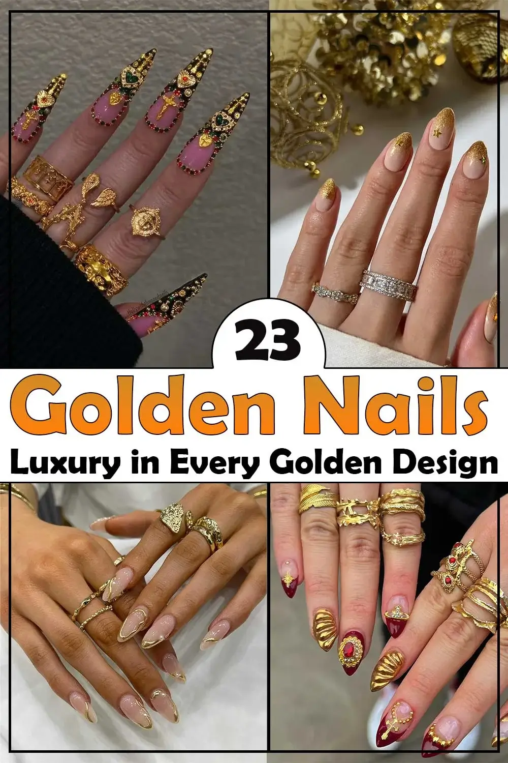 23 Glamorous Gold Nail Designs