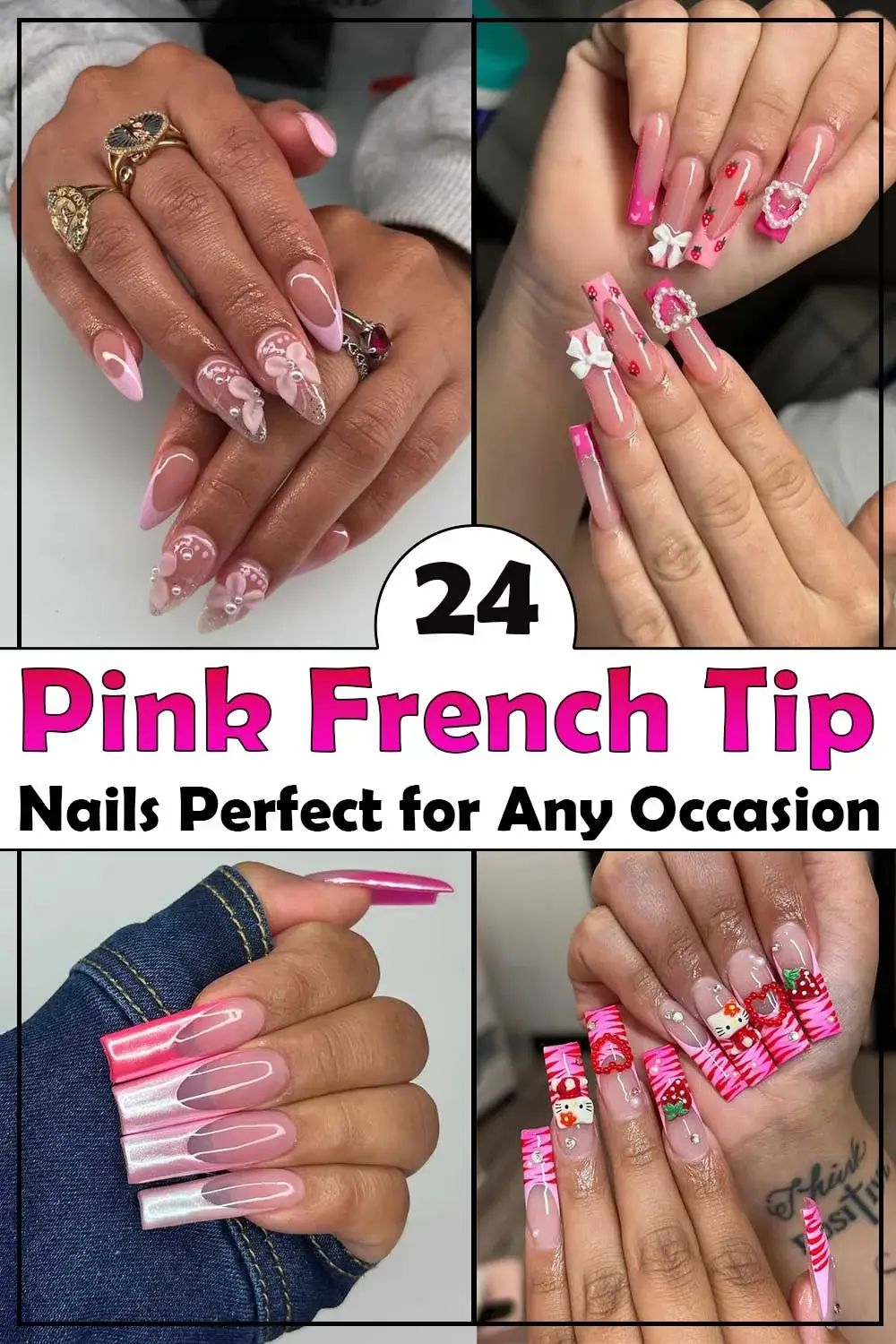 24 Pink French Tip Nail Designs