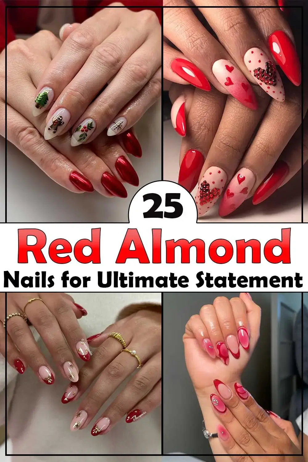 25 Red Almond Nail Designs Perfect for Holiday Season