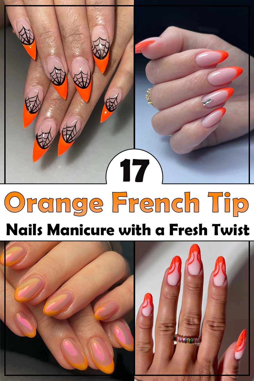 17 Vibrant Orange French Tip Nails