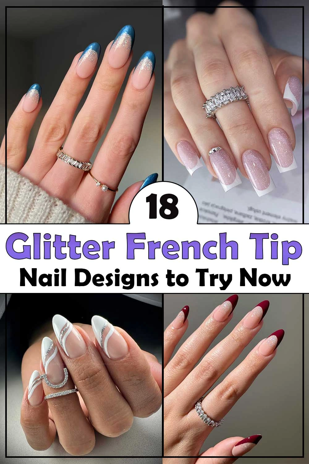 18 Glitter French Tip Nails Ideas