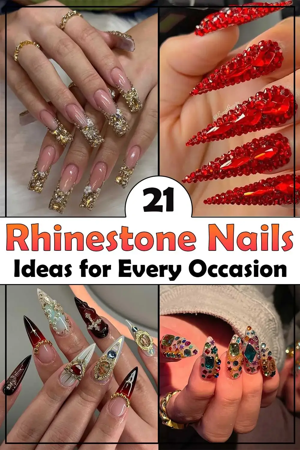 21 Elegant Rhinestone Nail Designs