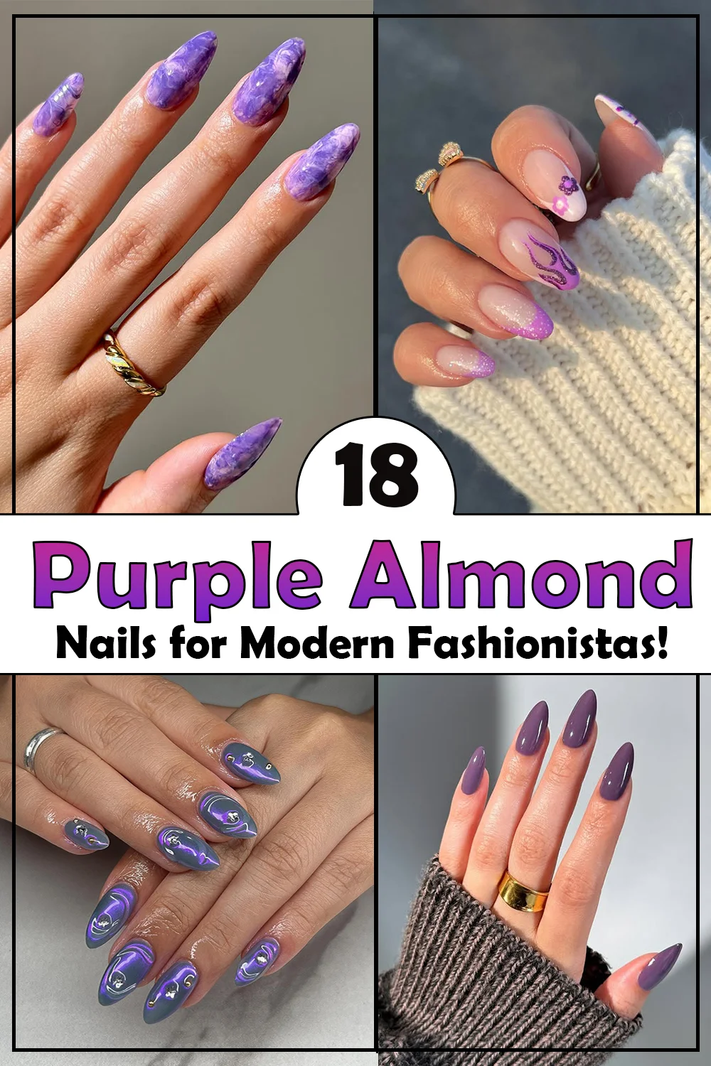 18 Stunning Purple Almond Nails